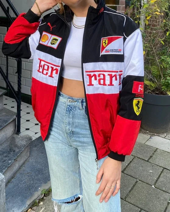 F1 Jacket White Ferrari Racing Jacket